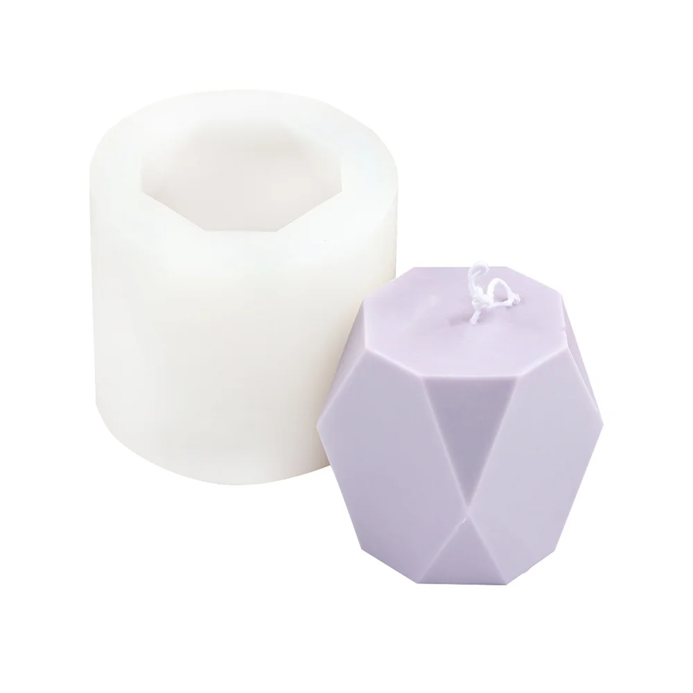Hot Selling Diamond Cup Candles Molds Supplies Stereo Polyhedral Prism Gypsum Decor Geometric Polygon Ball Resin Moulds Silicone