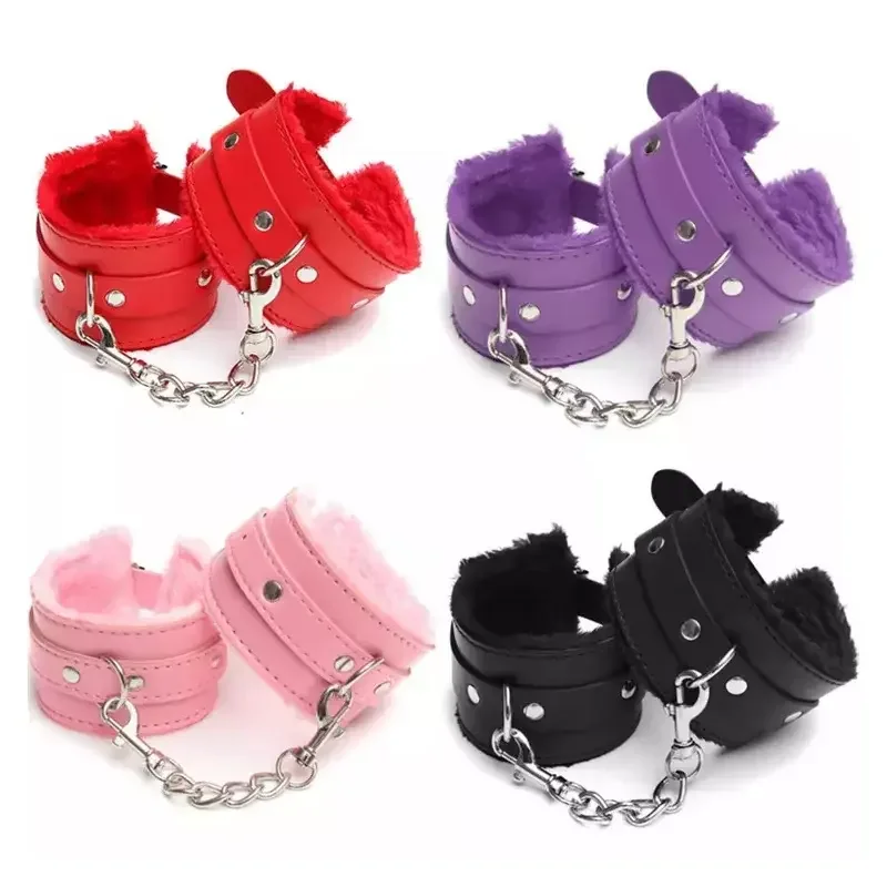 BDSM Adult Erotic Toys Fetish Cortex Leather Handcuffs Feet Cuffs Couple Bondage Sex Toys For Couple