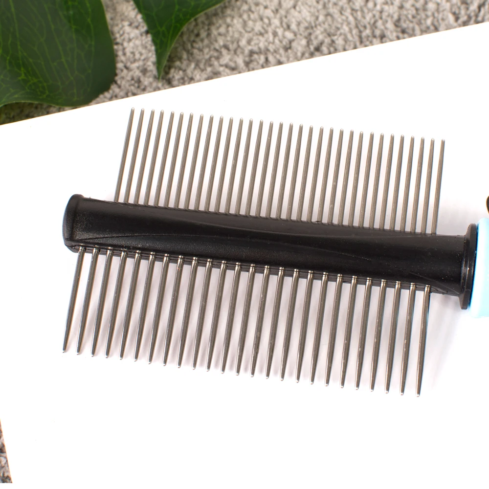 2021 Amazon  Pet Comb Stainless Steel Double Sided Blades Fur Dematting Trimmer Dog Cat Grooming Tool Pet Hair Removal Comb