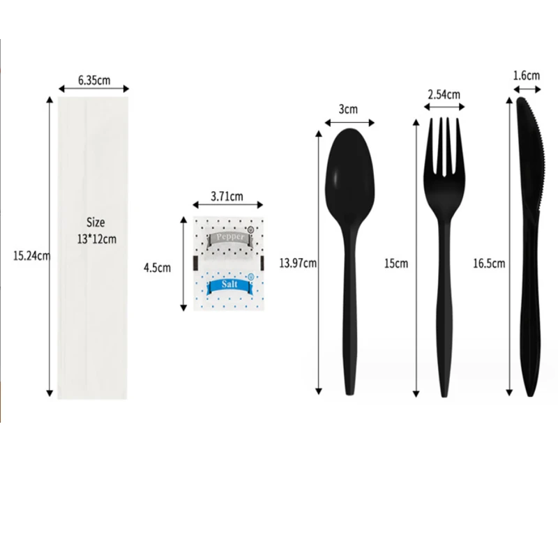 Factory Sale Extended Length 110mm Plastic PP plastic Disposable holiday restaurant black white dinnerware sets modern