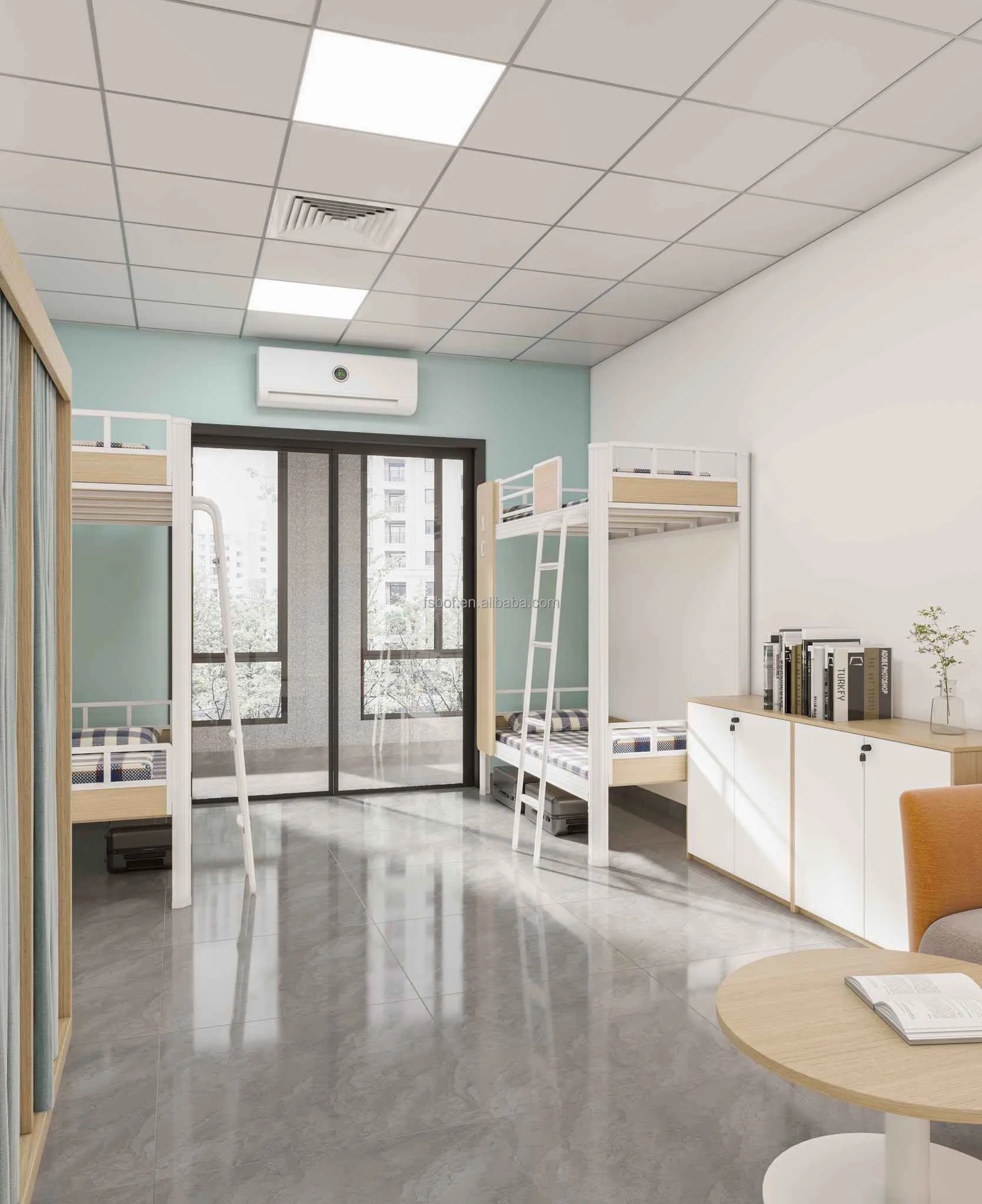 Campus furniture cheap wall bunk bed with wardrobe adult metal bunk beds with desk  bunk beds set