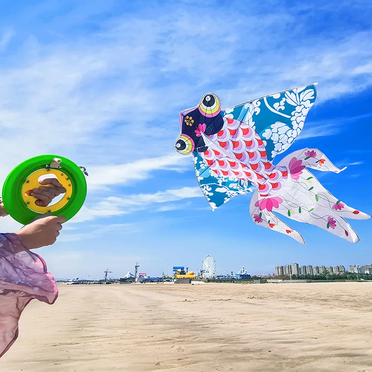 Chinese Traditional 120*160cm Blue-and-White Golden Fish Kite for Outdoor Flying