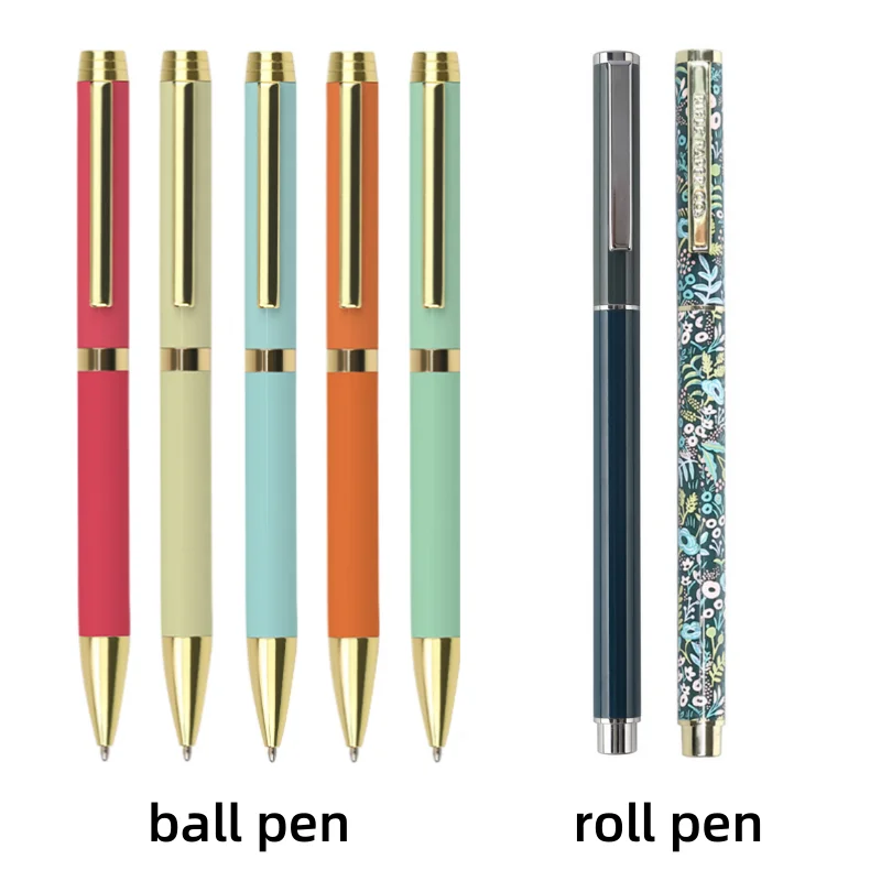 TTX Promotional Advertising Heat Transfer Press Printed Custom Logo Brand Gift Metal Ballpoint Roller Pen With Metal Clip