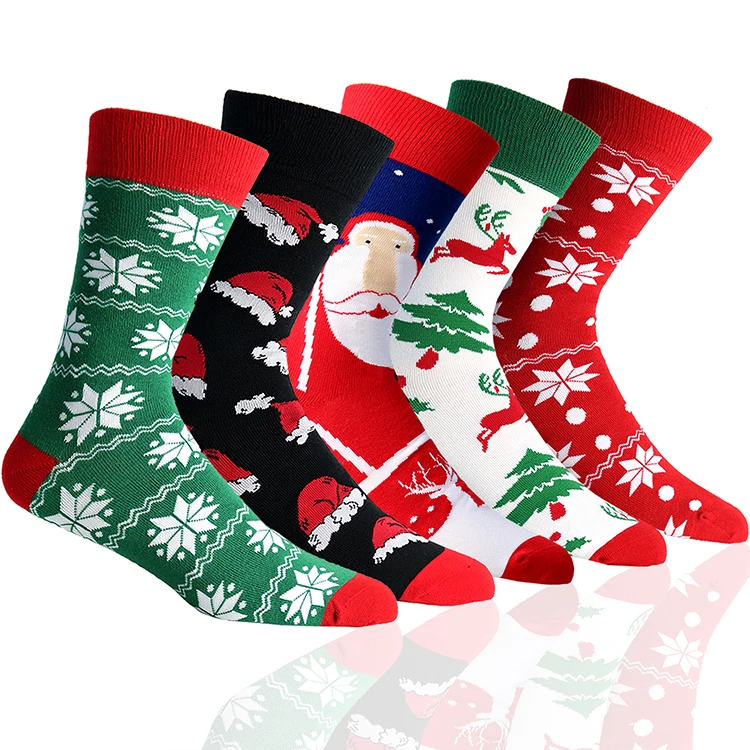 Custom Christmas Socks Xmas Santa Claus Tree Snowflake Elk Cotton Crew Happy Sock Women New Year Sock