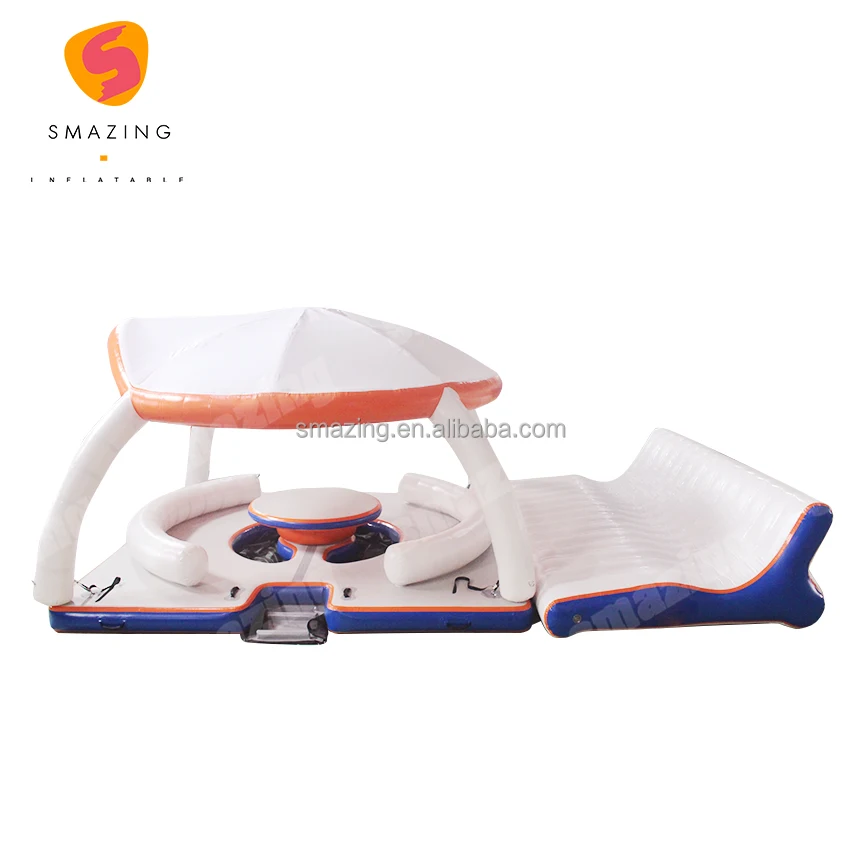 High Quality Summer Entertainment Inflatable Floating Island Tent Inflatable Water Leisure Platform Dock Inflatable Bouncer