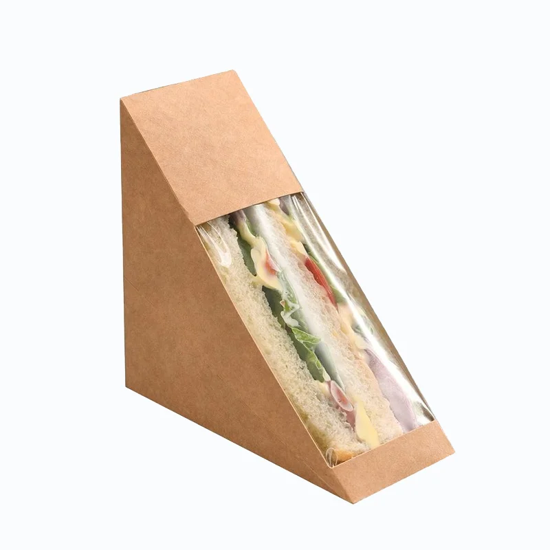 Wholesale Food Package Bread Sandwich Container Paper Boxes Custom Triangle Sandwich Packaging Box