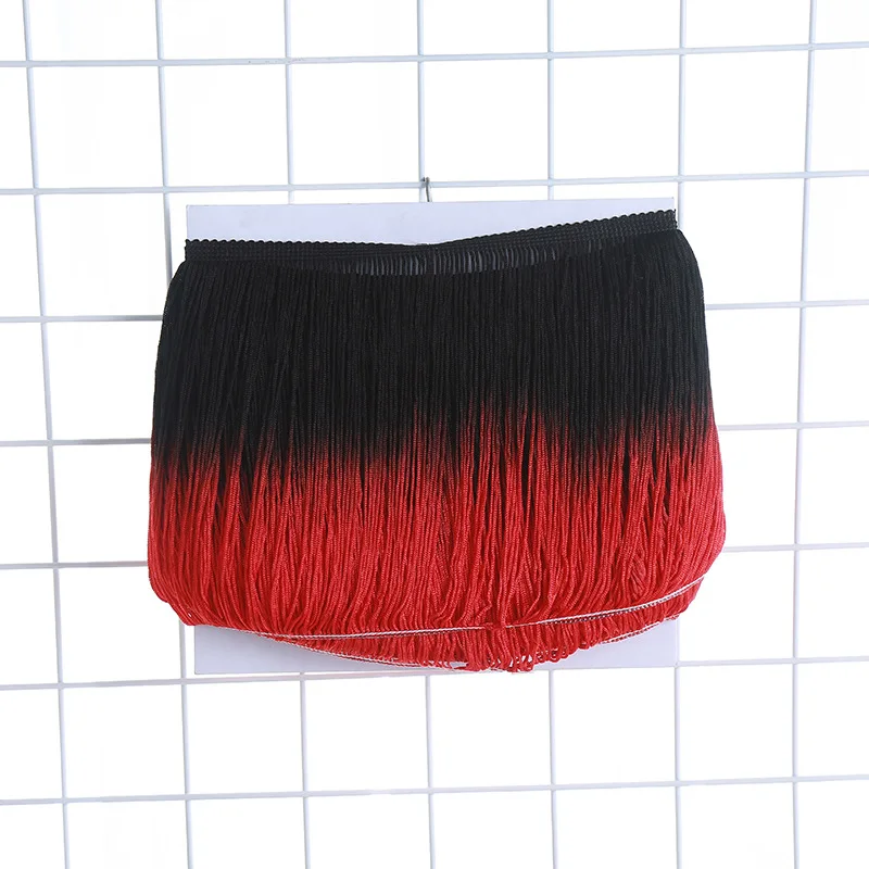 High Quality 20CM Tie-dyed digital print fabric knitted Rayon Rainbow Gradient Color Tassel Fringe For Swim Wear