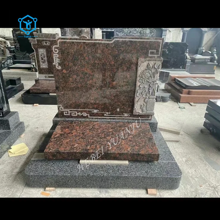 YUANJU China Headstone Black Granite Grave Stone Cemetery Tombstones and Monuments Gravestone with Factory Price