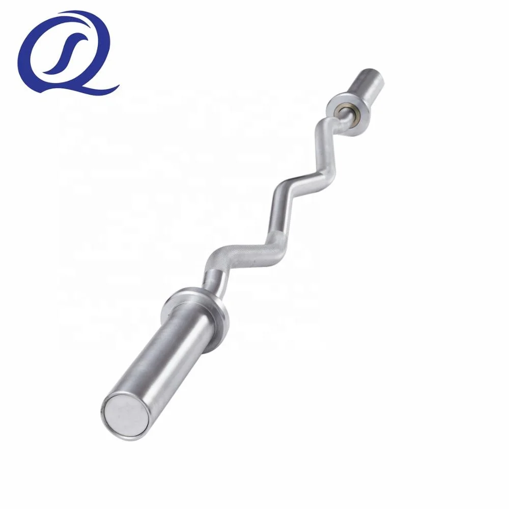 High Quality Gym Equipment Weightlifting Chromed Curl Barbell Bar For Power Training