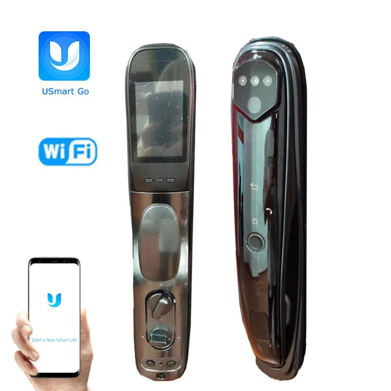 WiFi automatic face recognition mobile phone control to open the door smart lock with camera