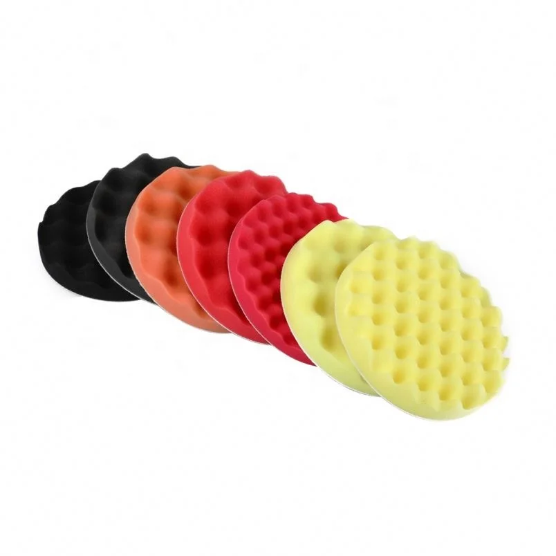 7'  Black Waffle Foam Buffing Pad Black Sponge Wheel  Hook & Loop Foam Pad  fits 7' Backing Plate for Auto Detailing Waxing