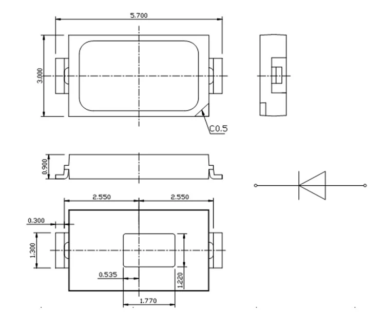 Full Spectrum 0.2-1w 3-18v Ra95 5730 Smd Led Chip