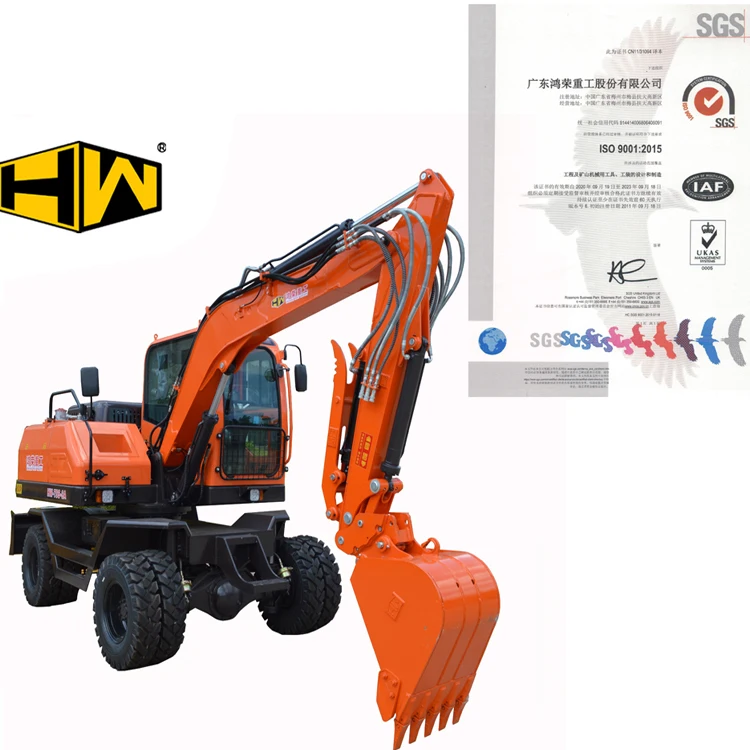 Hongwing  Professional customized products OEM 7.5TON Excavator On Wheel Hydraulic for 0.23m3 Bucket Wheel Excavator Wheel type