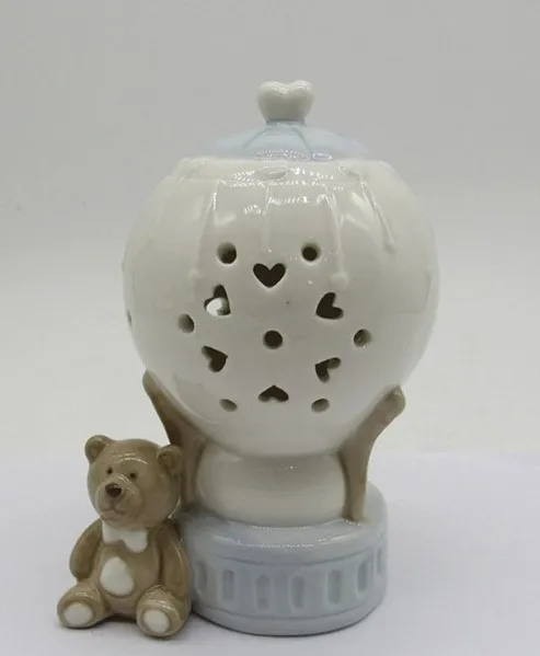 
White High Quality Porcelain Perfume Aroma Lamp With Glass Cube And Sticker Incense Burner 