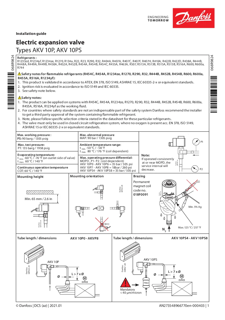 Wholesale Supply Refrigeration and Heat Exchange Parts Electric Expansion Valve AKV10P0 068F5200 of Dannfoss