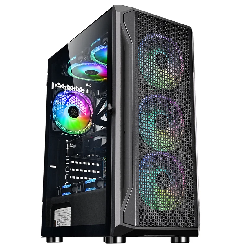 SNOWMAN Majestic Design Computer Gaming Case Full Tower EATX ATX MATX Mini ITX Black Desktop Case Tempered Glass PC Cabinet Case