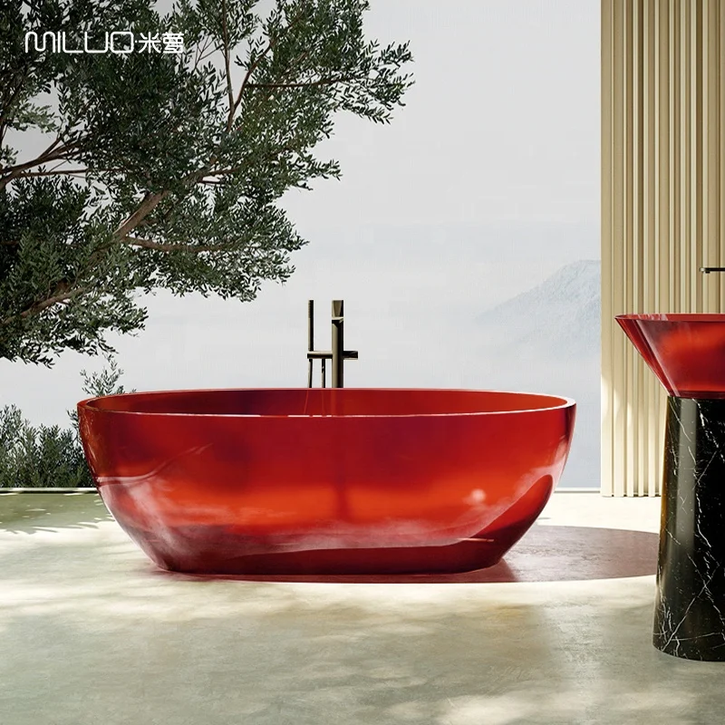 Composite stone bath tubs artificial stone freestanding bathtub crystal colored bathtubs