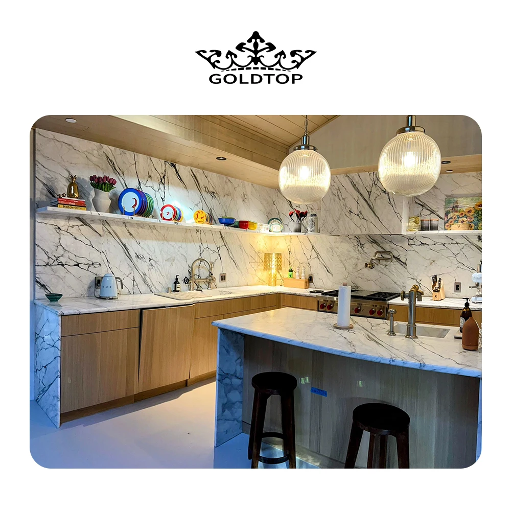 GOLDTOP OEM/ODM Marmore Wholesale Glossy Calacatta Paonazzo Marble Slabs for Floor Tiles and Kitchen Countertops