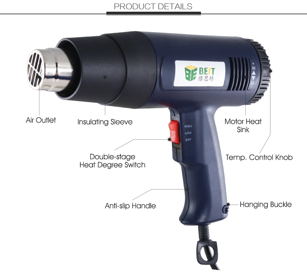 OEM BST 3A Wholesale estacion de calor estacao de ar quente pistola de aire caliente hot air hand soldering gun