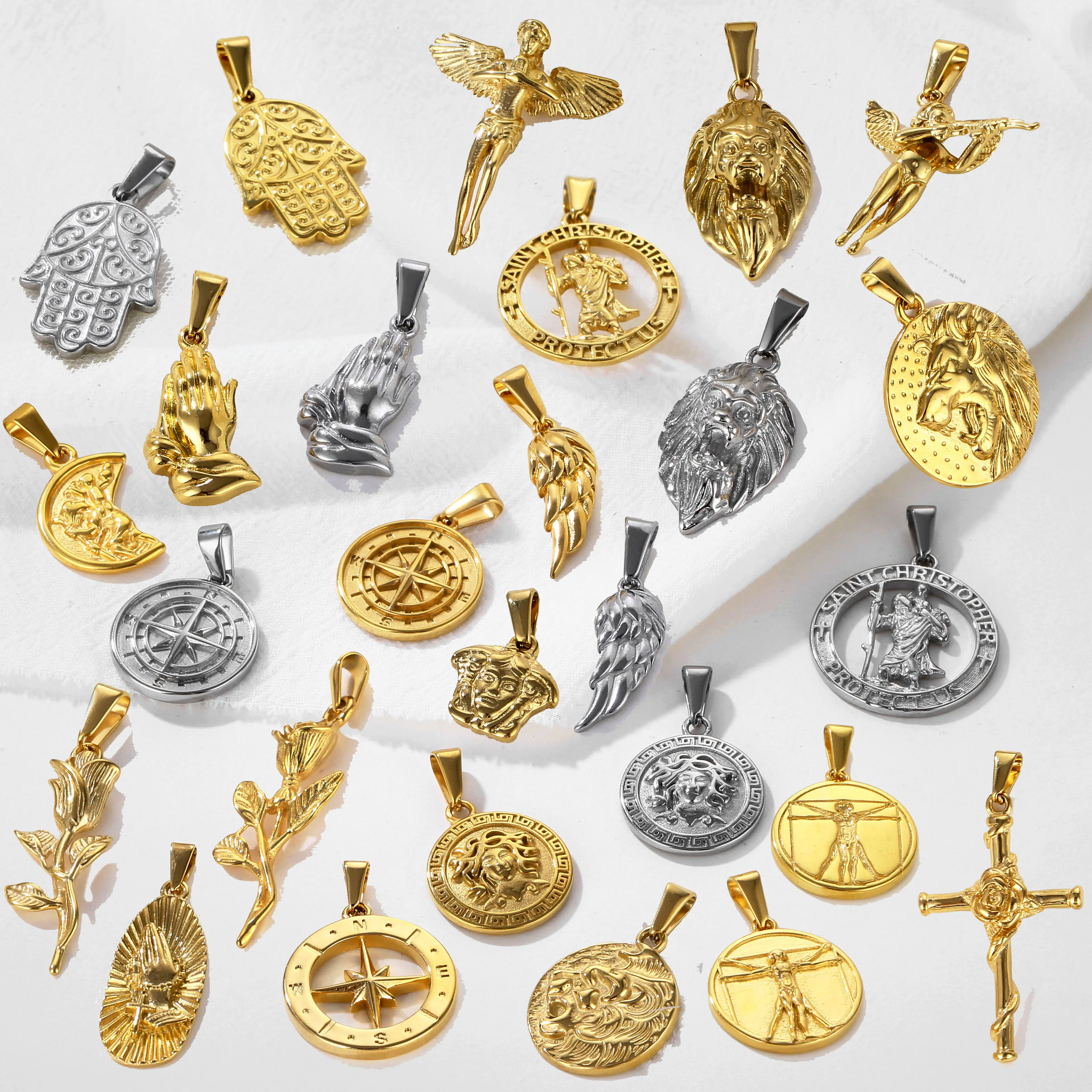 Gold Divinci Vitruvian Man Pendant Italy Coin Ancient Necklace Custom Handcrafted Da Vinci Vitruvii Mythology Jewelry For Men