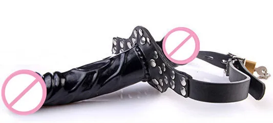 Ninghao Double Heads Dildo Gear Slave Mouth Penis Dildo Gag Train with Lock Women Oral Sex Mouth Plug BDSM Bondage Sex Toys