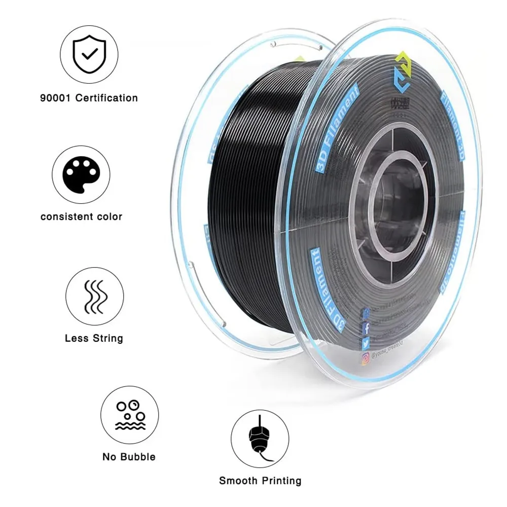 YOUSU PP high quality 3d filament , black , Durable engineering plastic filament 3d printer filament  1.75 mm  ,1kg