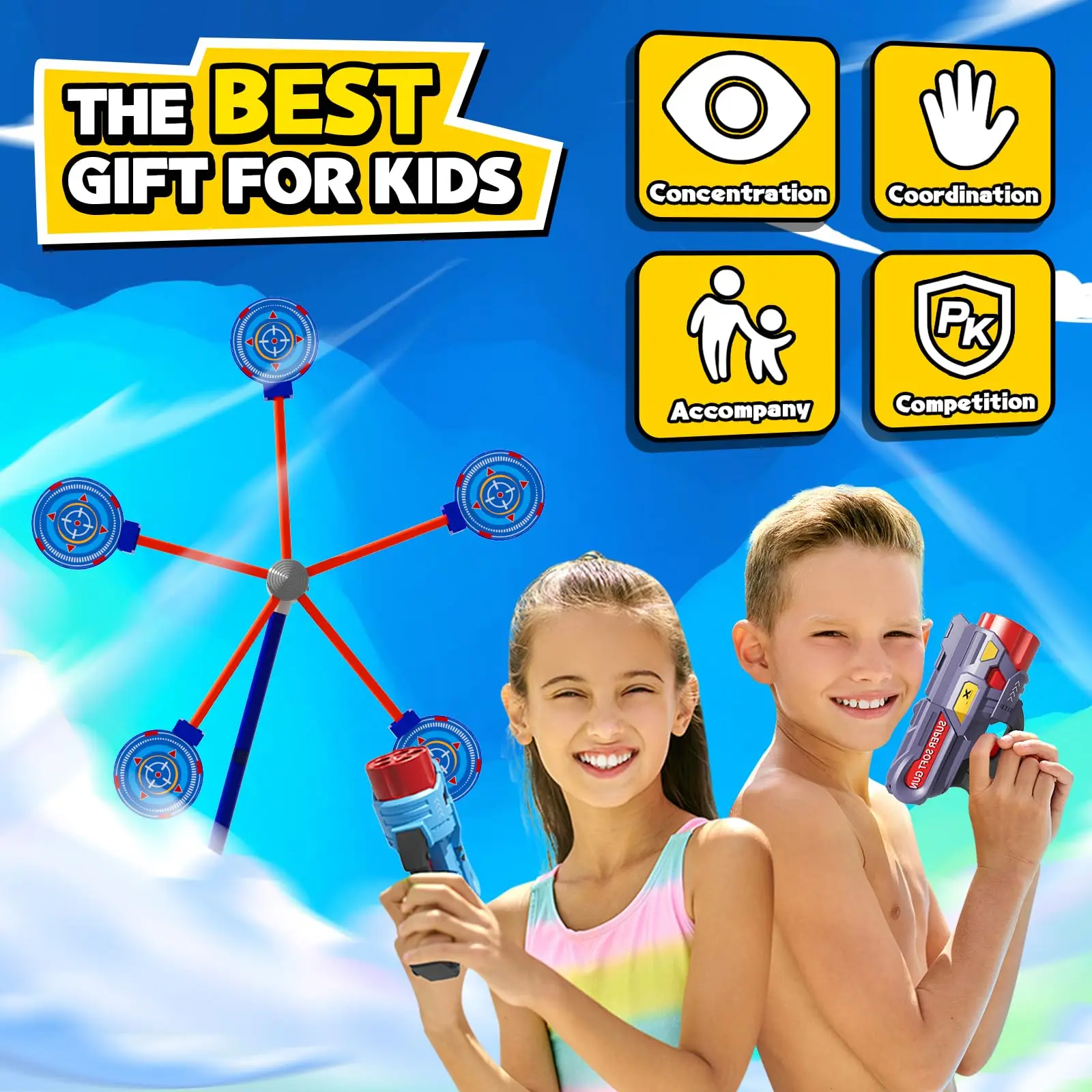 Exciting Rotating Target 2 Toy Guns Set Foam Dart Shooting Games for Boys Perfect Gift for Kids Ideal for Indoor & Outdoor Play