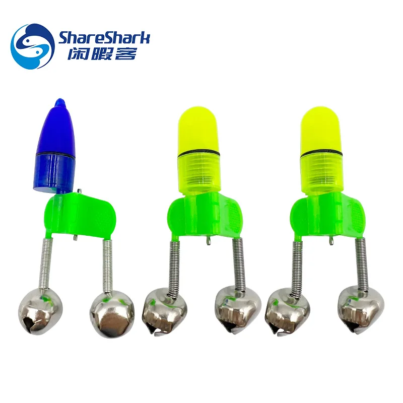 Fish Bite Alarm Led Night Fishing Rod Bite Bait Alarm Light Double Bell Ring Clip Alerter for Fishing Accessory