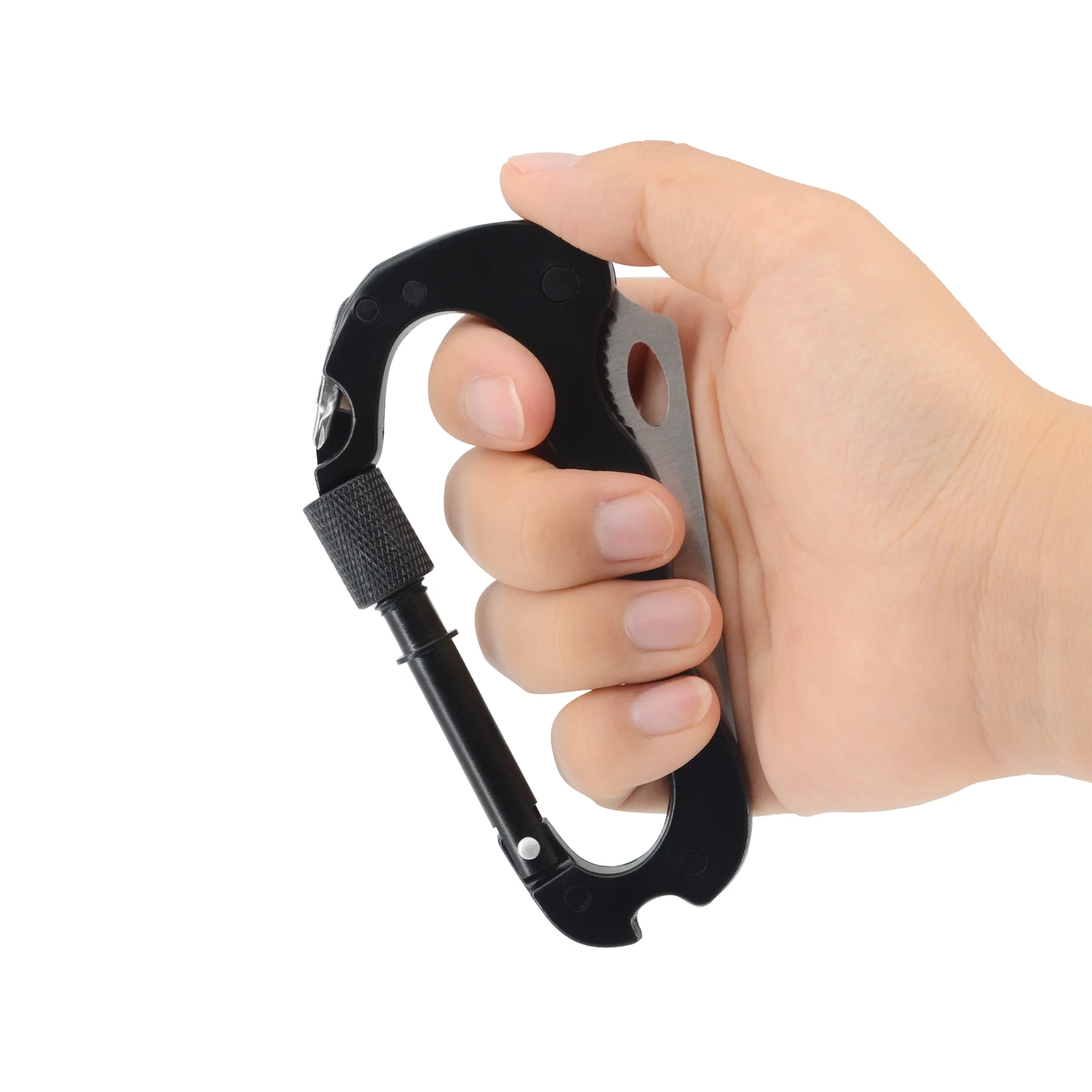 Многофункциональная карабинная пряжка с ножом и отверткой, снаряжение для выживания на природе