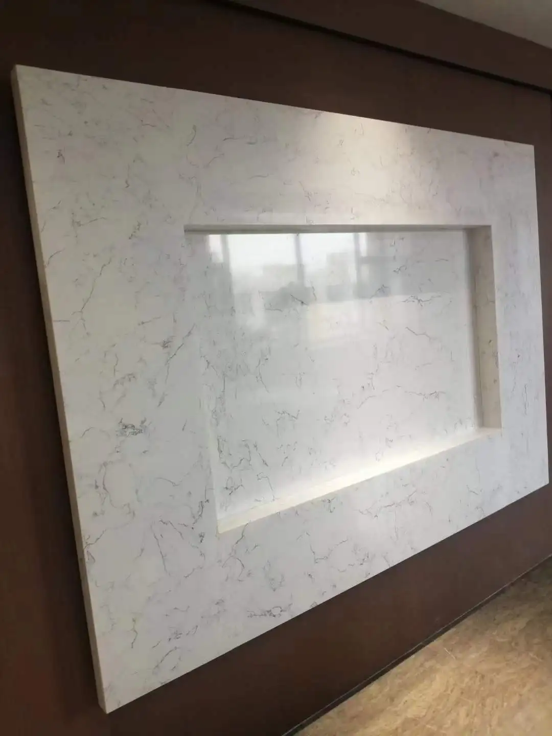 Factory New design real resin artificial stone lightning indoor white artificial marble windowsill cover and TV background