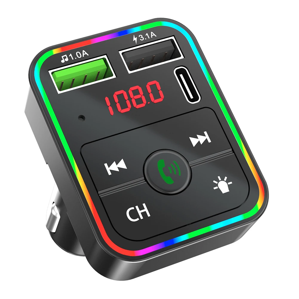 New wireless Car Stereo MP3 player FM transmitter, F2 color LED backlight multifunction FM Car Kit charger