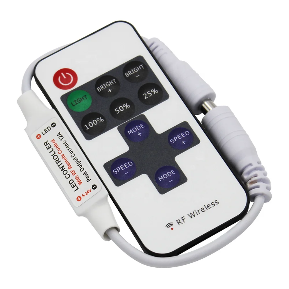 11 Key LED Strips Percentage Control Universal 5-24V 12A LED Controller with RF Remote Control