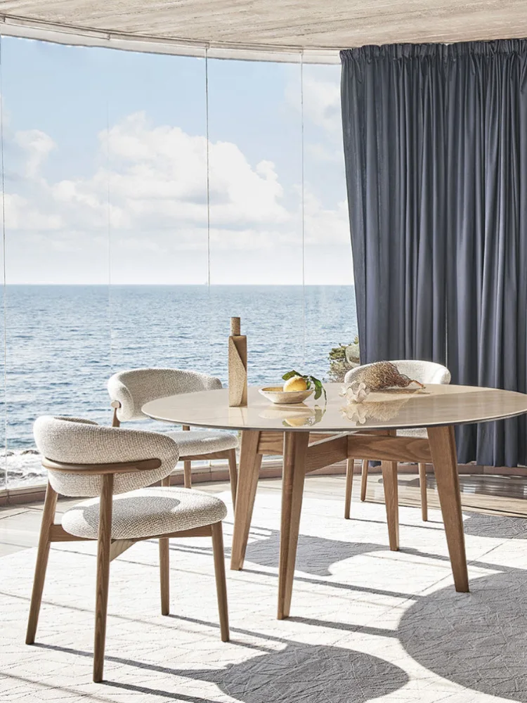 Nordic Modern Minimalist Designer Fabric Chairs Solid Wood Legs Bistro Dining Chairs for Home Hotel Restaurant