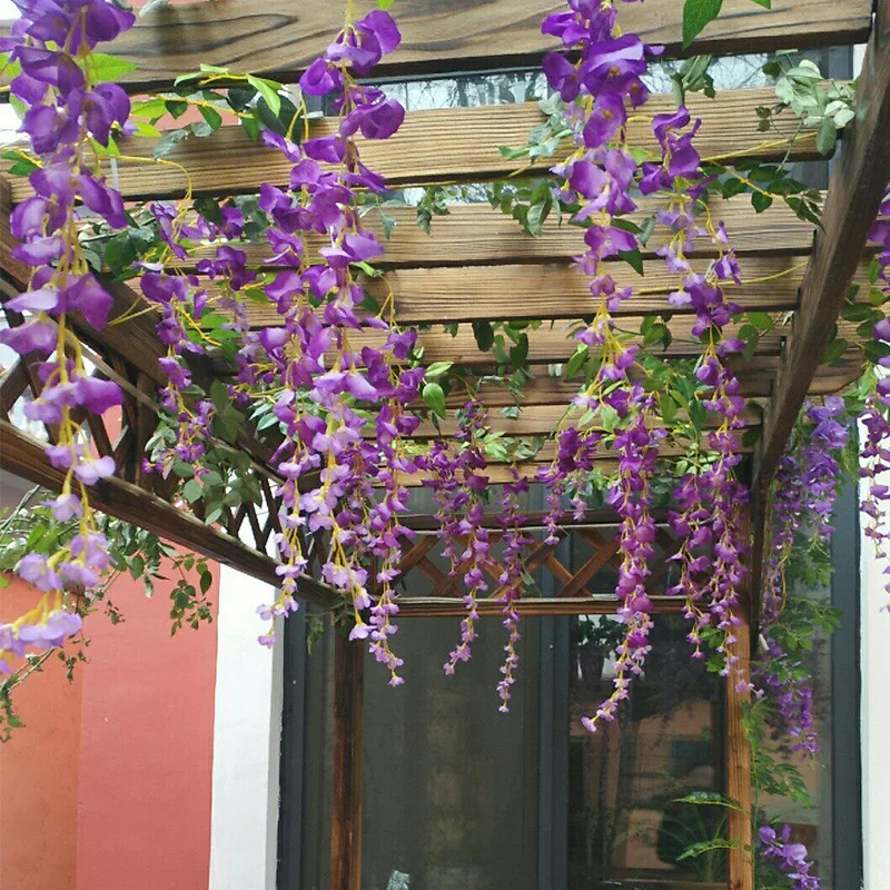 New high quality wholesale artificial wisteria flower hanging silk vine decoration wedding wall layout simulation bouquet
