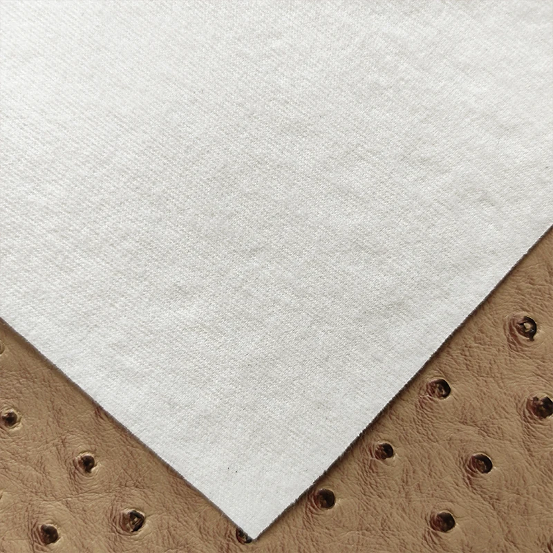 Wholesale Pu&Pvc Leather Ostrich Embossing Faux Leather Fabric Cotton Backing for Garment Handbags Making