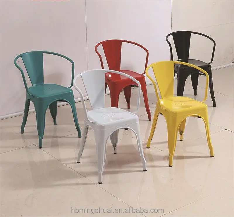 Simple modern metal armrest chairs outdoor stainless steel chairs Metal frame dining chair