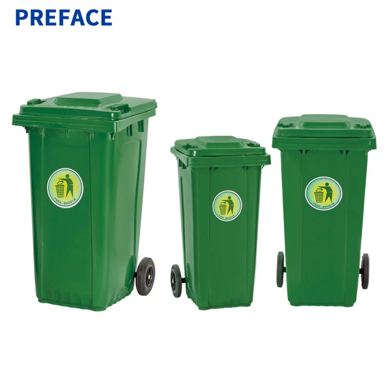 Preface Wholesale 120l 240l 360l 660l 1100l Outdoor Recycle Dustbin Euro Plastic Foot Pedal Waste Bin with On Wheels