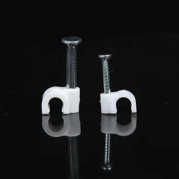 5mm plastic round nail cable holder clip/nail cable clip/cable clip nails steel