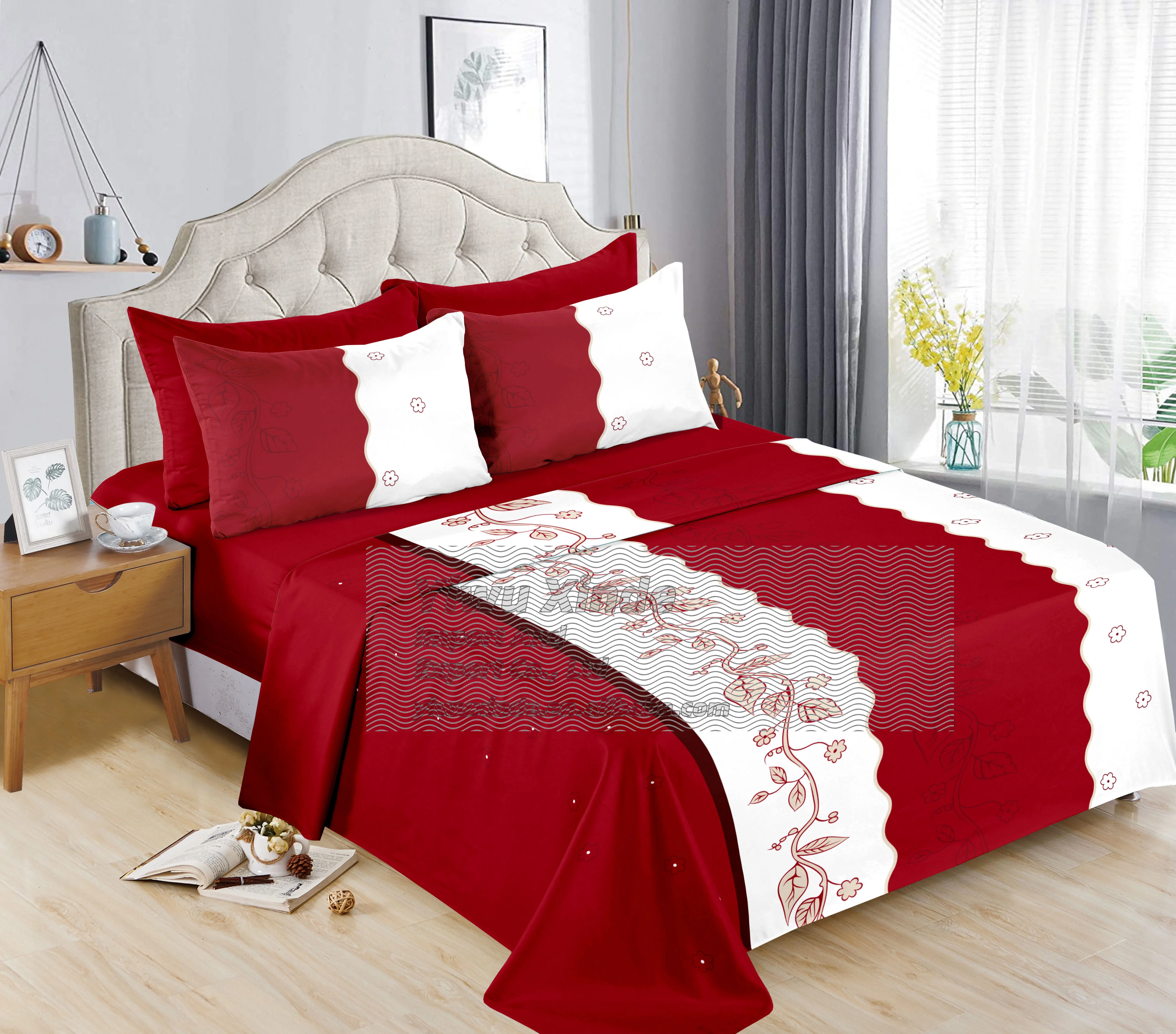Ready to Ship 2200 Series 6Pieces Sheet Set with Pillowcases in King Size Microfiber 90-100GSM High Quality for Hotel