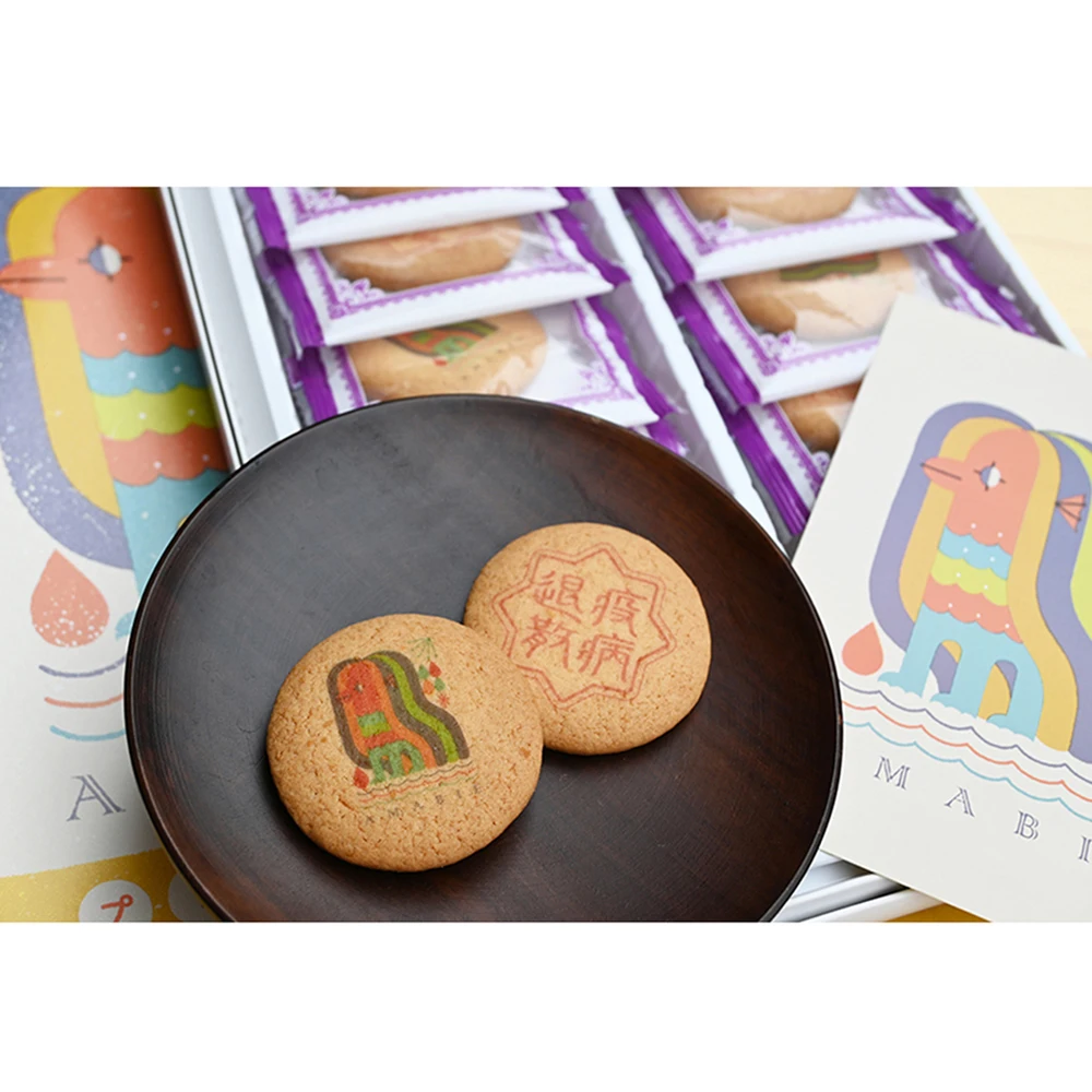 Japanese oem unique printed semi-soft sweet round baked cookies biscuit