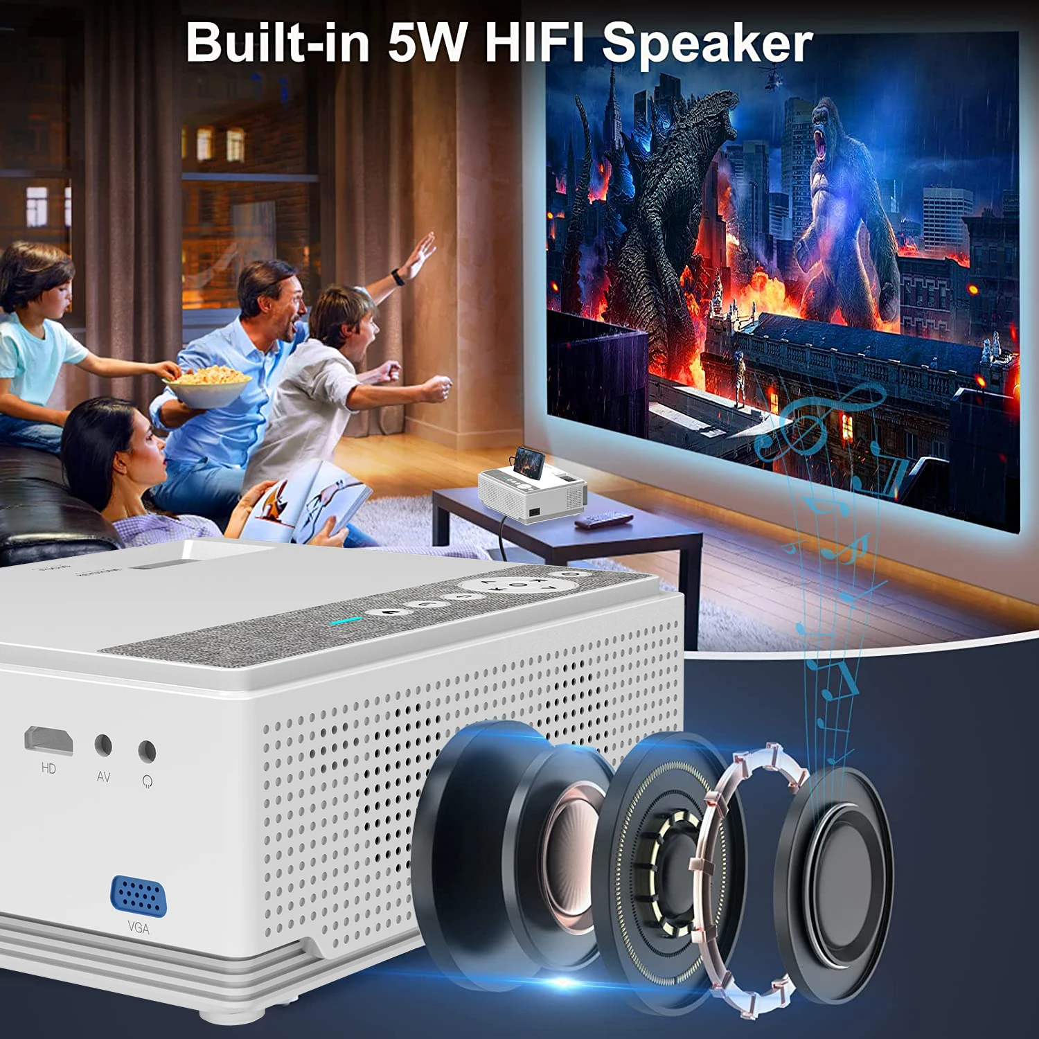 Android 9.0 Projector HD Native 720P Home Theater LED LCD Video Mobile Phone Projector for Home Cinema