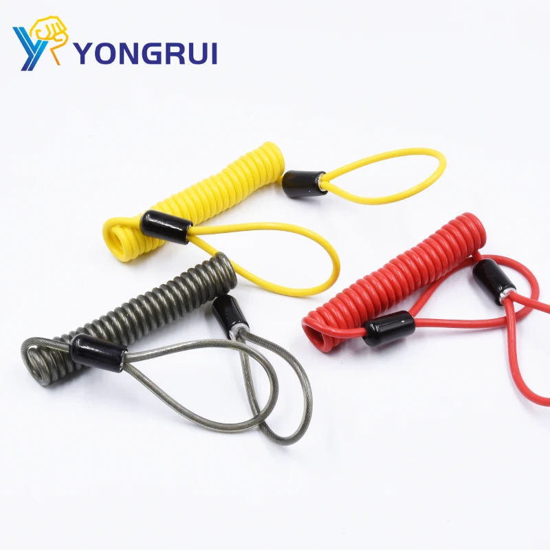 1m flexible stainless steel plastic coil lanyard transparent black PE coated 3mm High Quality lanyards