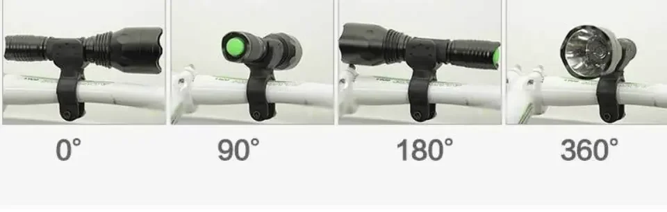 360 Swivel Wholesale Cycling Grip Mount Bike Clamp Bicycle Flashlight LED Torch Light Plastic Holder Clip