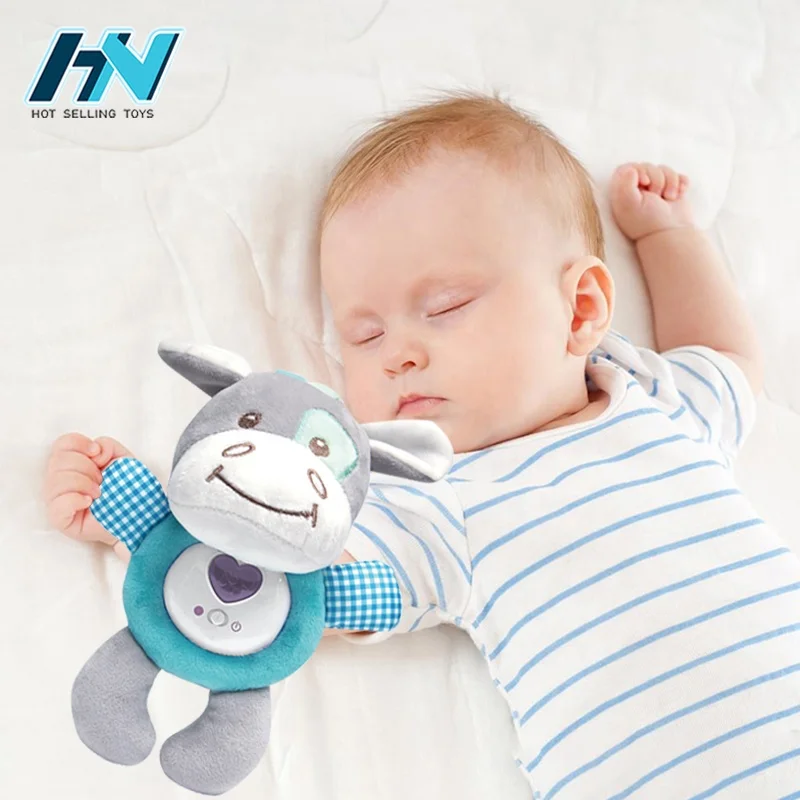 Lovely animal plush donkey toy baby sleeping music appease toy baby soft toy