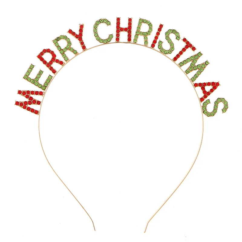Merry Christmas Rhinestone Headbands,Sparkly Xmas Hair Hoops Costumes Holiday Party Tiara Letter Headdress for Women Girls