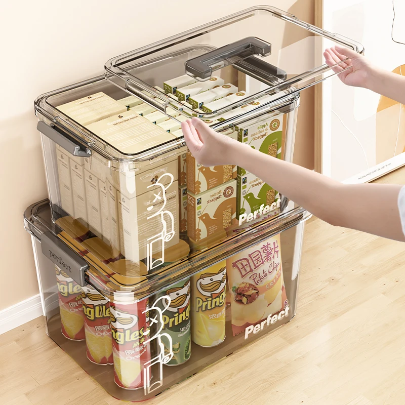 Household Portable Transparent Storage Boxes Thick PP Clothes Toys Snacks Books Organizer Plastic Storage Containers with Lids