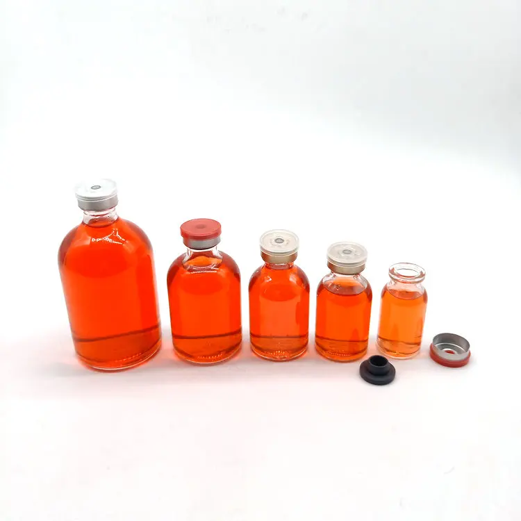100ml 50ml 30ml 20ml 10ml glass moulded injection vial bottle glass medicine bottle with rubber and aluminum cap