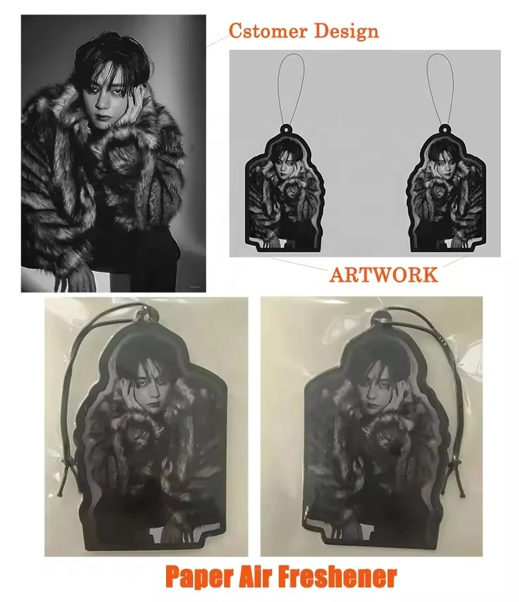 Auto Custom Design Car Air Freshener with Fragrance Popular In-Car Cartoon Logo Paper Profumo Option