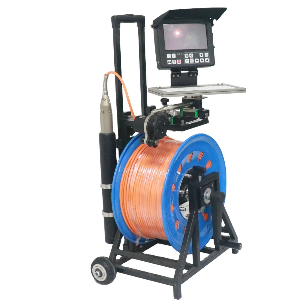 Borehole inspection camera with 45mm underwater camera and 200m flexible soft cable for deep well inspection