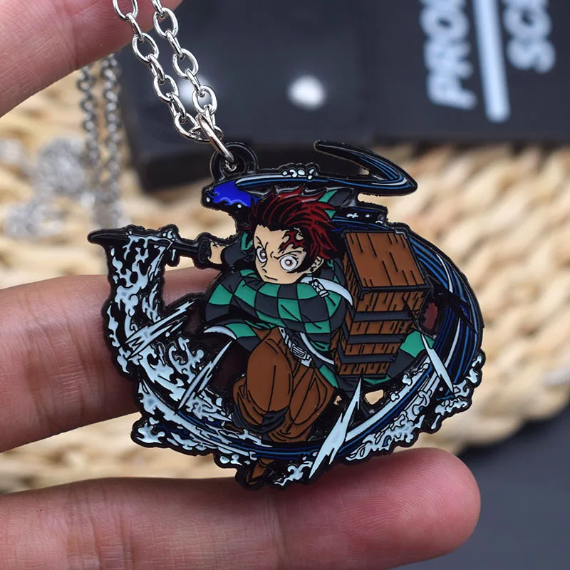 Hot Wholesale Anime Pendant Necklace Cartoon Characters Demon Slayer Keychain
